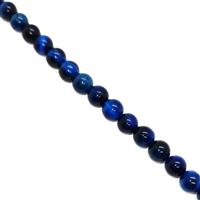 90 cts Dyed Royal Blue Tiger eye Plain Rounds, Approx. 6mm 38cm strand