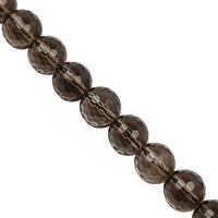138cts Smokey Quartz Faceted Round Approx 10mm, 19cm Strand