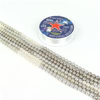 Killer Queen; 6mm x 3m Silver Ombre Shell Pearl Rounds & 10m Clear Stretch Magic Cord