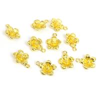 Gold Colour Plated Brass Hibiscus Charms Approx 15x12mm, 10pc/pk