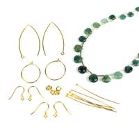 Rodeo Drive; Gold Plated 925 Sterling Silver Earring Findings Pack 16pc & Grandidierite Smooth Drops