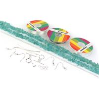 Clear Skies! Inc; Sky Blue Apatite Chips, Base Metal Findings Pack & Silver Thread