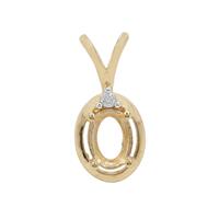 Gold Plated 925 Sterling Silver Oval Pendant Mount (To fit 7x5mm gemstones) Inc. 0.03cts White Zircon Brilliant Cut Round 1.75mm - 1Pcs