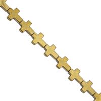 95cts Gold Color Coated Hematite Smooth Cross Approx 8 x10mm, 30cm Strand