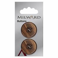 Brown Milward Carded Button 25mm Pack of 2