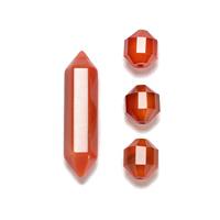 30cts  Carnelian Quartz Set; Point Approx 8x30mm with x3 Faceted Beads Approx 10mm