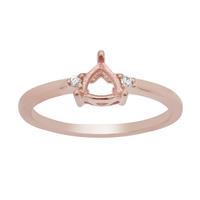Rose Gold Plated 925 Sterling Silver Triangle Ring Mount (To fit 5x5mm gemstone) Inc. 0.05cts White Zircon Brilliant Cut Round 1.50mm - 1pcs