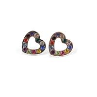 925 Sterling Silver Heart With Swarovski Crystals Approx 9.5mm Earrings With Loop (1 Pair)