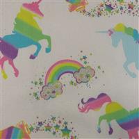 Yuniko Glitter Unicorns On White Fabric 0.5m - exclusive