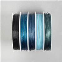 Blue Steel Beading Thread Pack Approx 0.38mm (5pcs)