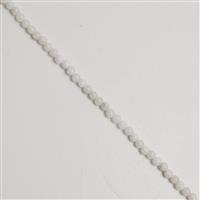 90cts Type A White Jadeite  Rounds Approx 6mm, 36cm Strand