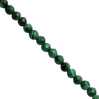 16cts Malachite Faceted Round Approx 3mm, 25cm Strand