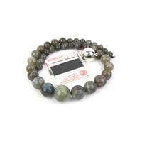 Shine; Labradorite Graduated Rounds 10-20mm, Silver Plated Base Metal 20mm Magnetic Clasp & Silk Thread
