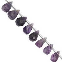 85cts Blue John Fluorite Faceted Drops Approx 8x5 to 12x7mm, 21cm Strand With Spacers
