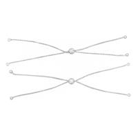 925 Sterling Silver Slider Bracelet With Diamond Cut Slider, Approx 24cm (2pcs)