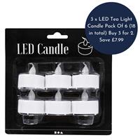 3 x LED Tea Light Candle Pack Of 6 (18 in total) Buy 3 for 2. Save £7.99