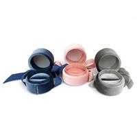 Velvet Ring Box With Grosgrain Bow, Approx. 5x4.5cm (3pk – Pink, Blue & Grey)