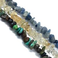 850cts Kit: Ouroboros Rebirth: Blue Aventurine Chips, Citrine Chips, Turquoise Chips, approx 80cm Strands