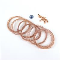 Heritage; Rose Gold Flash Sterling Silver Twisted Wire, Sapphire Faceted Round & Sterling Spacer Beads  