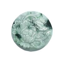 165Cts Type A  Jadeite Carved Flower Pendant, Approx. 50mm, 1pc