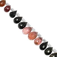 45cts Multi-Colour Tourmaline Top Side Drill Graduated Faceted Drop Approx 5x3 to 9x6mm, 20cm Strand with Spacers