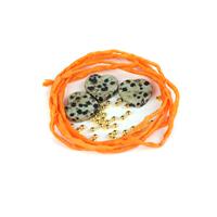 Dalmation Hearts: x3 Dalmation Jasper Hearts, 925 Spacer Beads & Orange Silk Cord 