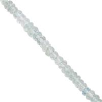17cts Aquamarine Faceted Rondelles Approx 2.3x1mm to 4x2mm 20cm Strand