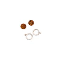 Sterling Silver Hoop Earrings With Baltic Cognac Amber Rounds Approx 12mm - 1 Pair