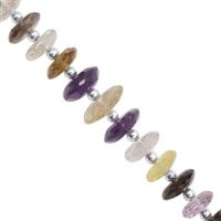 55cts Multi-Colour Gemstone Faceted Wheel Approx 7.5x3 to 12.5x4mm, 16cm Strand with Spacers