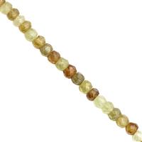 68cts Grossular Garnet Faceted Rondelle Approx 4.5x3 to 6x4mm, 21cm Strand