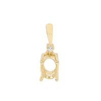Gold Plated 925 Sterling Silver Oval Pendant Mount (To fit 7x5mm gemstone) Inc. 0.02cts White Zircon Brilliant Cut Rounds 1.25mm- 1pcs