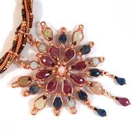 Rainbow Sun! Rose Gold Colour Wire, Seed Beads, Multi-Colour Sapphire Drops & Beryl Rounds 