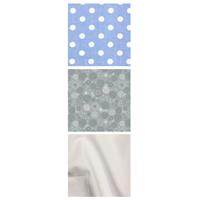 Blue & Grey Dandelions & Dots FQ (3pcs)