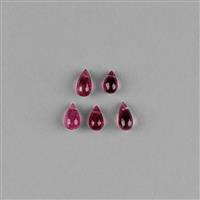 3.20cts Rubellite Plain Drops Approx 4x3 to 6x4mm. (5pcs)
