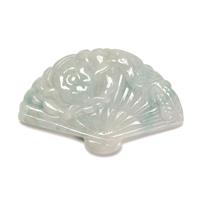 75cts Type A Jadeite Hiogi Fan Master Carving Approx 32x52mm, 1pc