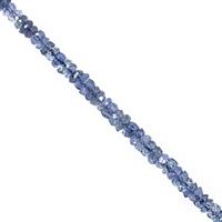 6cts Burmese Blue Sapphire Graduated Faceted Rondelle Approx 1.5x1 to 2.5x1mm, 11cm Strand