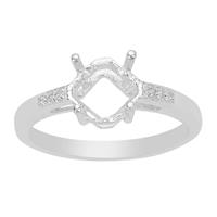 925 Sterling Silver Ring Mount With White Topaz (To Fit 7mm Asscher Cut Gemstone) 6pcs