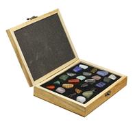 1140cts Multi Gemstone Fancy Tumble With Wooden Box Approx 18 to 30mm Crystal Pack of 24pcs