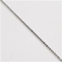 925 Sterling Silver Tennis Chain With Black Cubic Zirconia, Approx 48cm