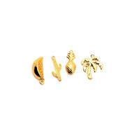 Gold Plated Base Metal Tropicana Charm Pack, Approx. 15-17mm (4pcs)