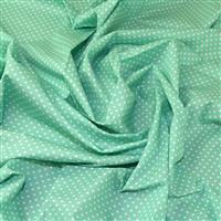 Rose and Hubble Cotton Poplin Spots on Pastel Green Fabric 0.5m