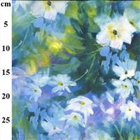 Blue Watercolour Floral Digital Printed Viscose Fabric