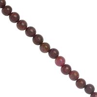 155cts Natural Ruby Rounds Approx 5.5 to 7mm, 37cm Strand