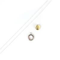 Sunshine; Sterling Silver 18" Cable Chain Necklace With Toggle Clasp, Oval Shape Beaded Bezel Charm & Citrine Ocal Cabochon 