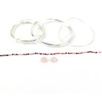 Pretty in Pink; Rose Quartz Rose Cut Flat Bottom Round, Tourmaline Faceted Rounds & Sterling Silver Wire