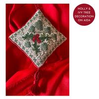 Cross Stitch Guild Holly and Ivy Tree Decoration on Aida
