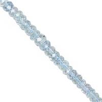 22cts Aquamarine Graduated Faceted Rondelle Approx 2x1 to 4.50x3mm, 20cm Strand