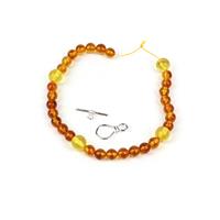 Amber Mini Make; Baltic Cognac (6mm) & Lemon (8mm) Amber Rounds & Sterling Silver Toggle Clasp