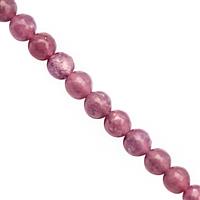35cts Lepidolite Smooth Round Approx 3.5 to 4mm, 30cm Strand