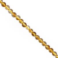 30cts Citrine Smooth Round Approx 3.50 to 4.50mm, 30cm Strand